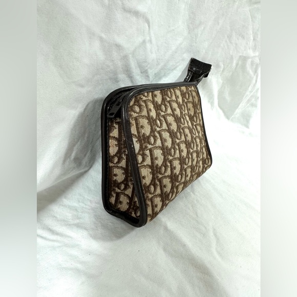 Genuine CHRISTIAN DIOR vintage brown canvas clutch with logo 70s - Picture 6 of 12